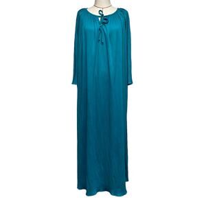 Vintage Womens Teal Micro Pleat Tent House Dress